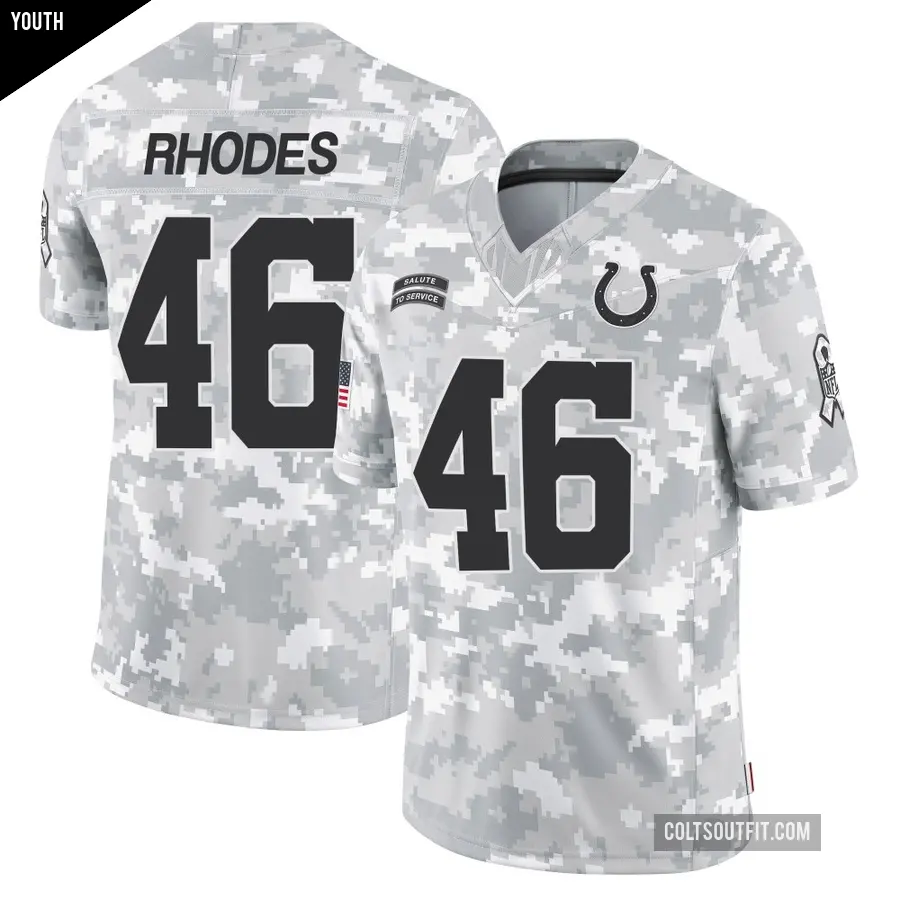 Youth Indianapolis Colts ＃46 Luke Rhodes Arctic Camo Limited 2024 Salute to Service Jersey