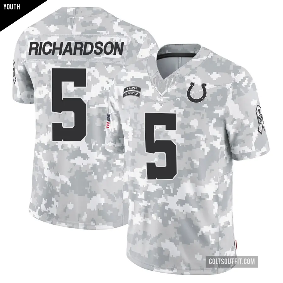 Youth Indianapolis Colts ＃5 Anthony Richardson Arctic Camo Limited 2024 Salute to Service Jersey