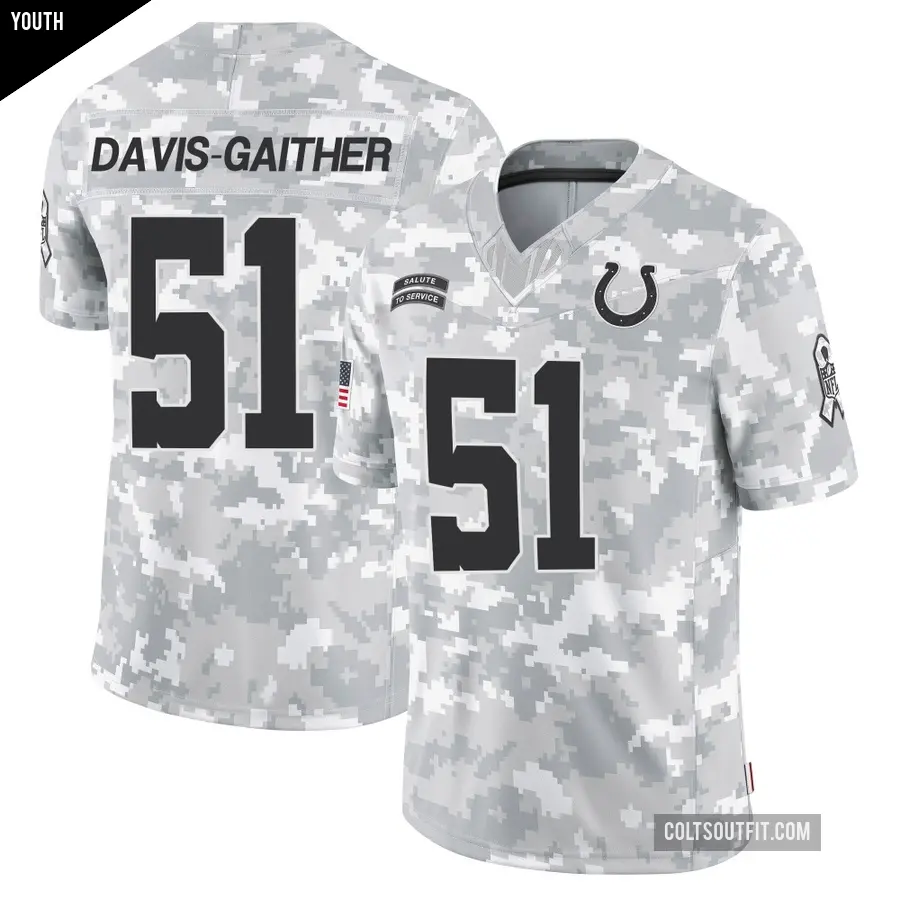 Youth Indianapolis Colts ＃51 Akeem Davis-Gaither Arctic Camo Limited 2024 Salute to Service Jersey