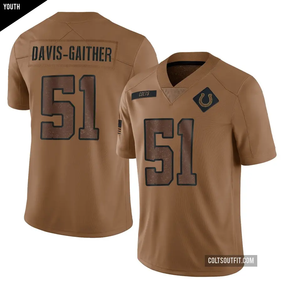 Youth Indianapolis Colts ＃51 Akeem Davis-Gaither Brown Limited 2023 Salute To Service Jersey
