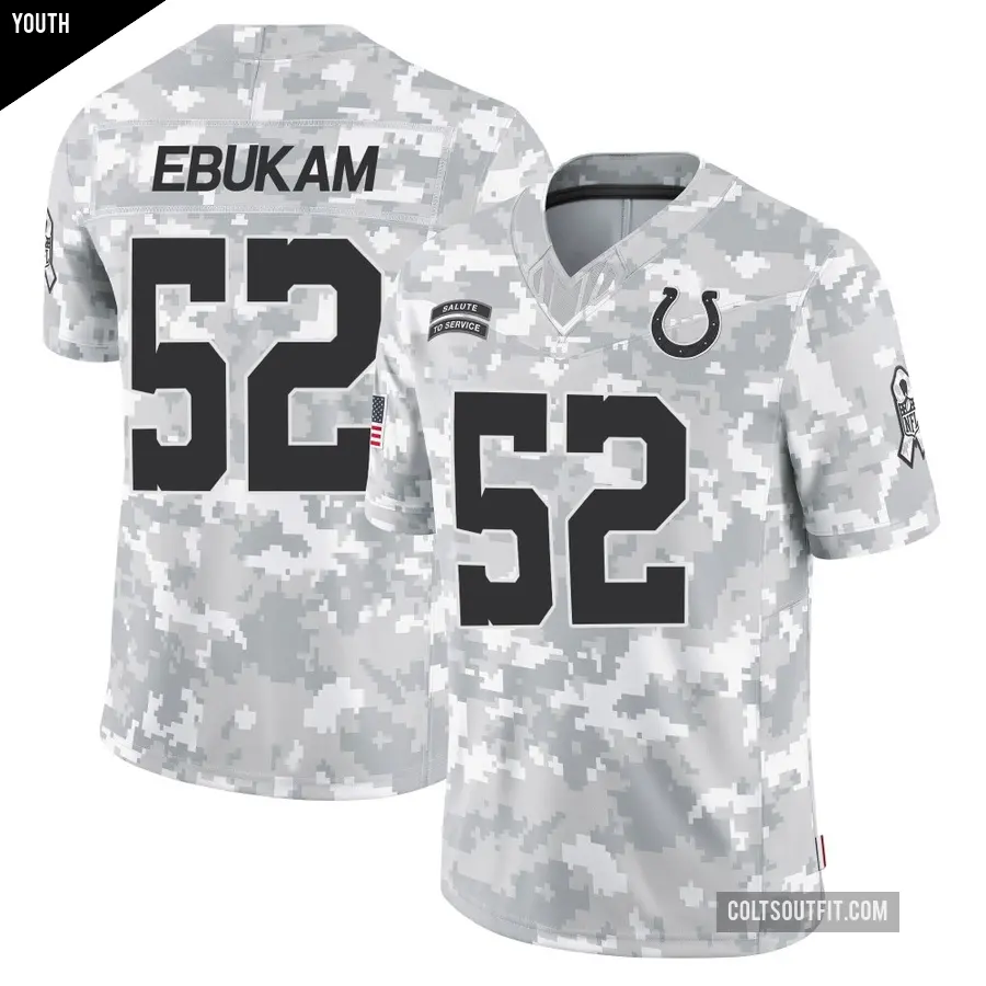 Youth Indianapolis Colts ＃52 Samson Ebukam Arctic Camo Limited 2024 Salute to Service Jersey