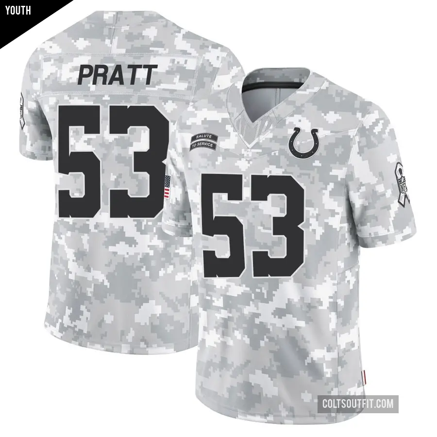 Youth Indianapolis Colts ＃53 Germaine Pratt Arctic Camo Limited 2024 Salute to Service Jersey