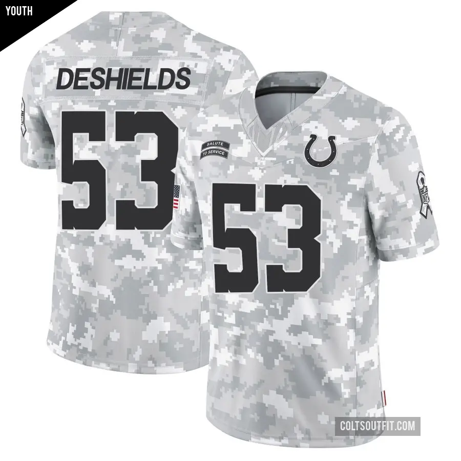 Youth Indianapolis Colts ＃53 Solomon DeShields Arctic Camo Limited 2024 Salute to Service Jersey