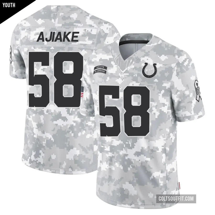 Youth Indianapolis Colts ＃58 Austin Ajiake Arctic Camo Limited 2024 Salute to Service Jersey