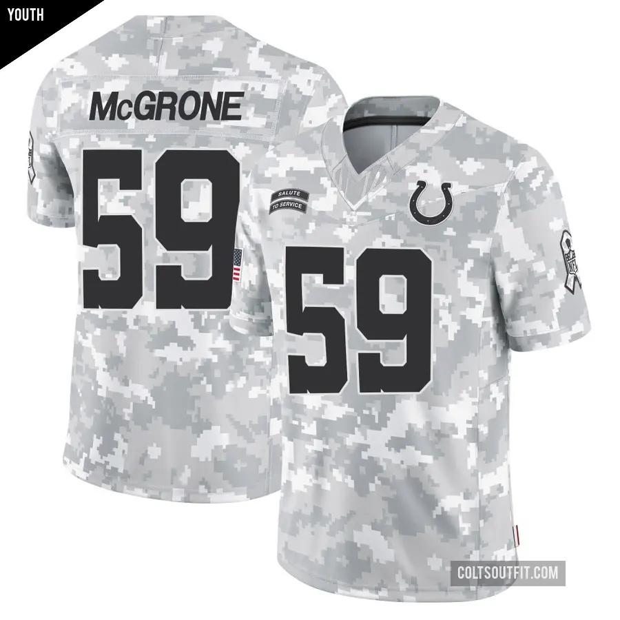 Youth Indianapolis Colts ＃59 Cameron McGrone Arctic Camo Limited 2024 Salute to Service Jersey