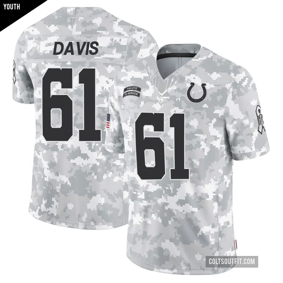 Youth Indianapolis Colts ＃61 Devonta Davis Arctic Camo Limited 2024 Salute to Service Jersey