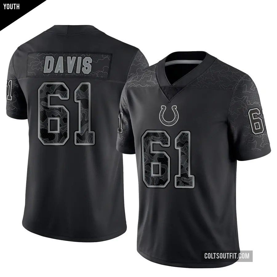 Youth Indianapolis Colts ＃61 Devonta Davis Black Limited Reflective Jersey