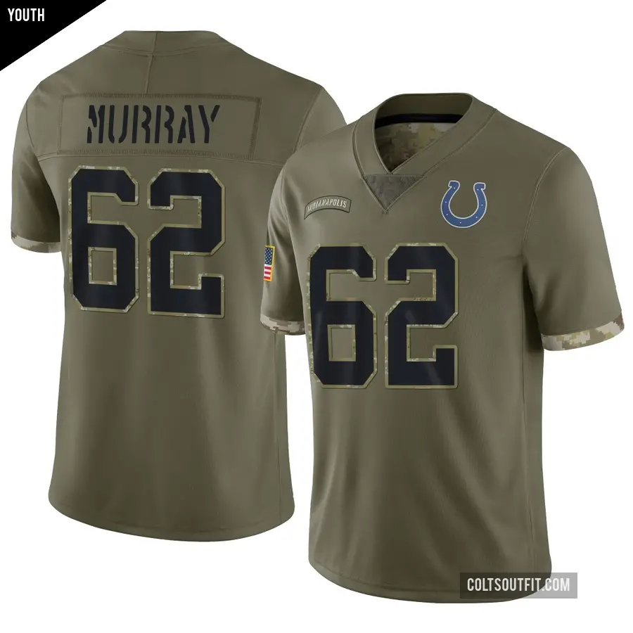 Youth Indianapolis Colts ＃62 Bill Murray Olive Limited 2022 Salute To Service Jersey