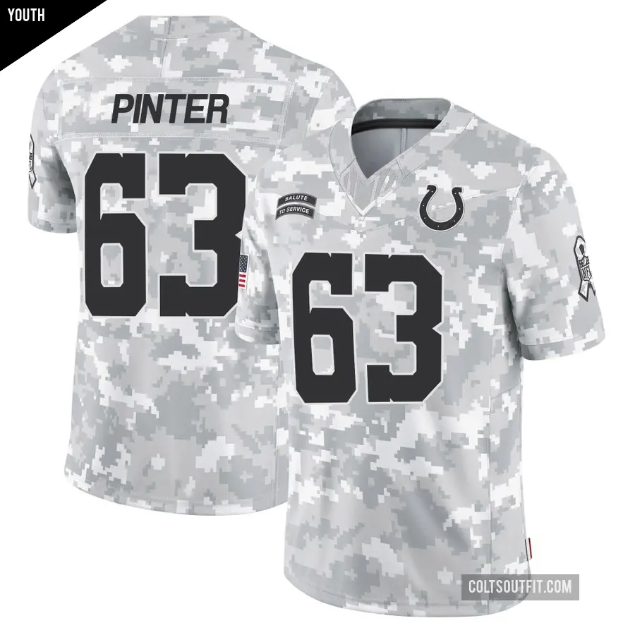 Youth Indianapolis Colts ＃63 Danny Pinter Arctic Camo Limited 2024 Salute to Service Jersey