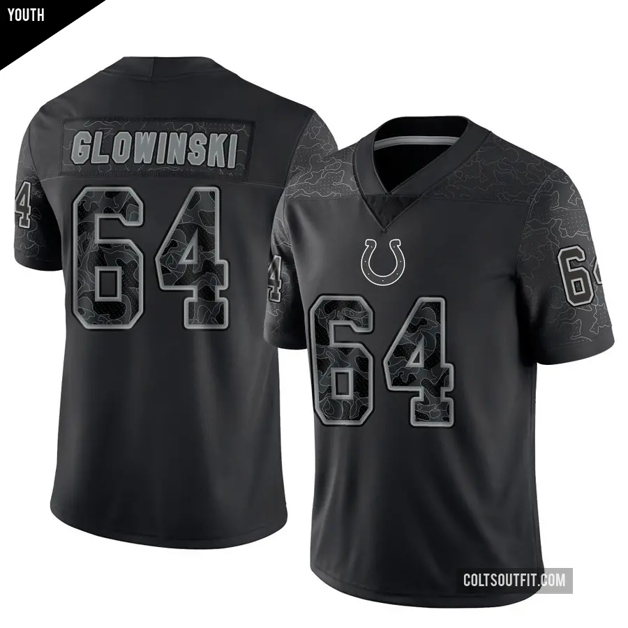 Youth Indianapolis Colts ＃64 Mark Glowinski Black Limited Reflective Jersey