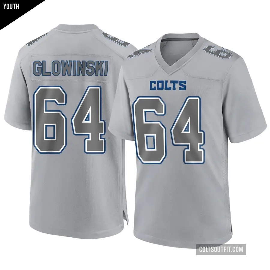 Youth Indianapolis Colts ＃64 Mark Glowinski Gray Game Atmosphere Fashion Jersey