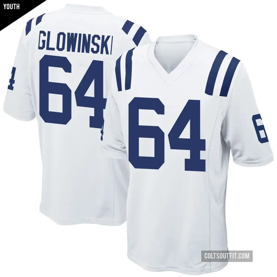 Youth Indianapolis Colts ＃64 Mark Glowinski White Game Jersey