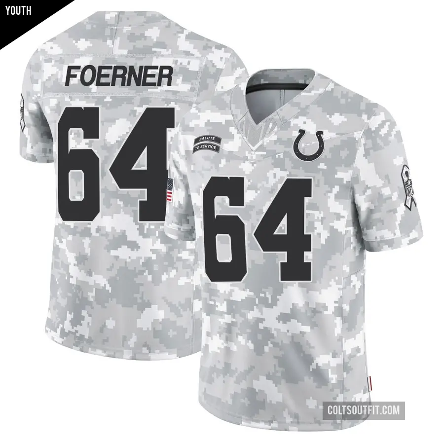 Youth Indianapolis Colts ＃64 Marshall Foerner Arctic Camo Limited 2024 Salute to Service Jersey