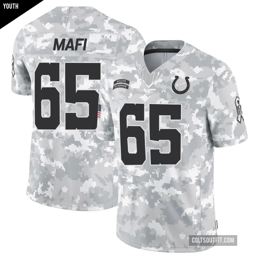 Youth Indianapolis Colts ＃65 Atonio Mafi Arctic Camo Limited 2024 Salute to Service Jersey