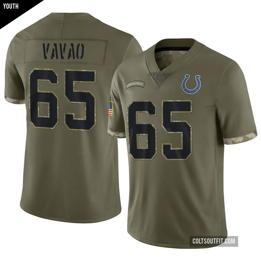 Youth Indianapolis Colts ＃65 Mose Vavao Olive Limited 2022 Salute To Service Jersey