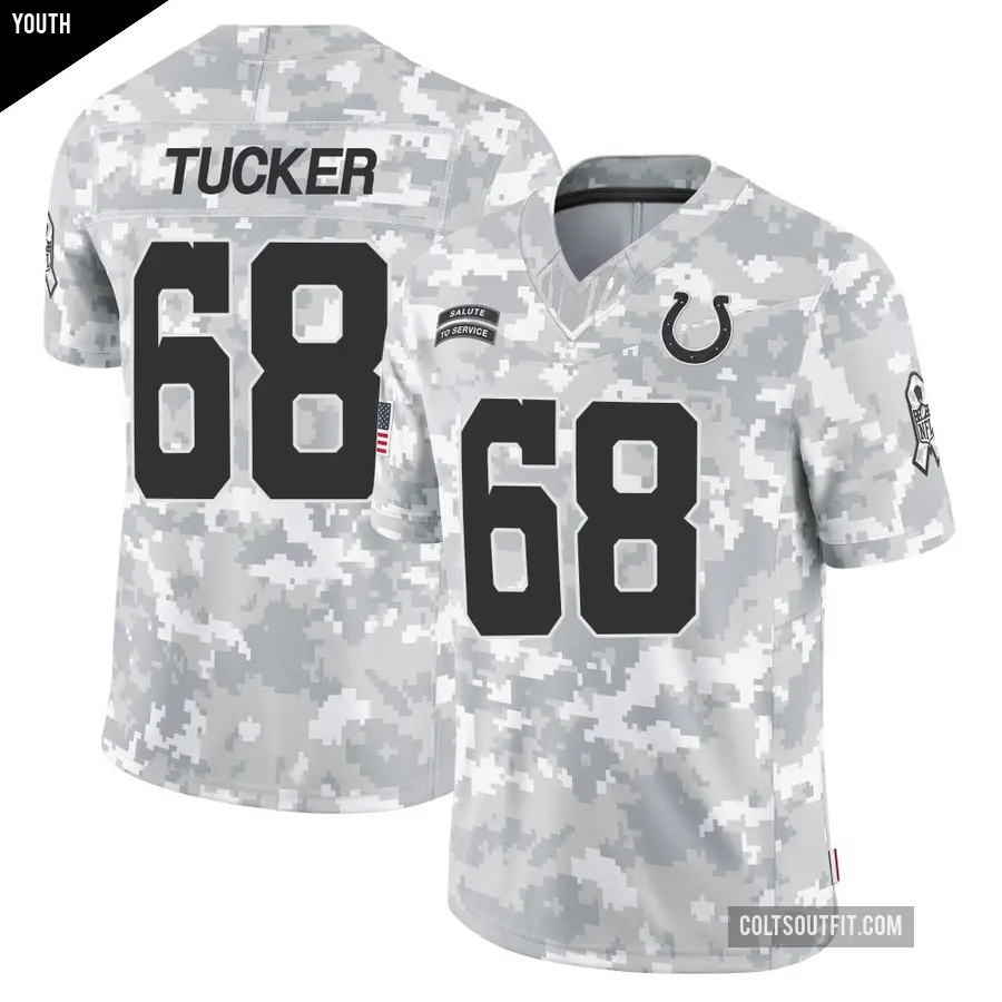 Youth Indianapolis Colts ＃68 Dalton Tucker Arctic Camo Limited 2024 Salute to Service Jersey