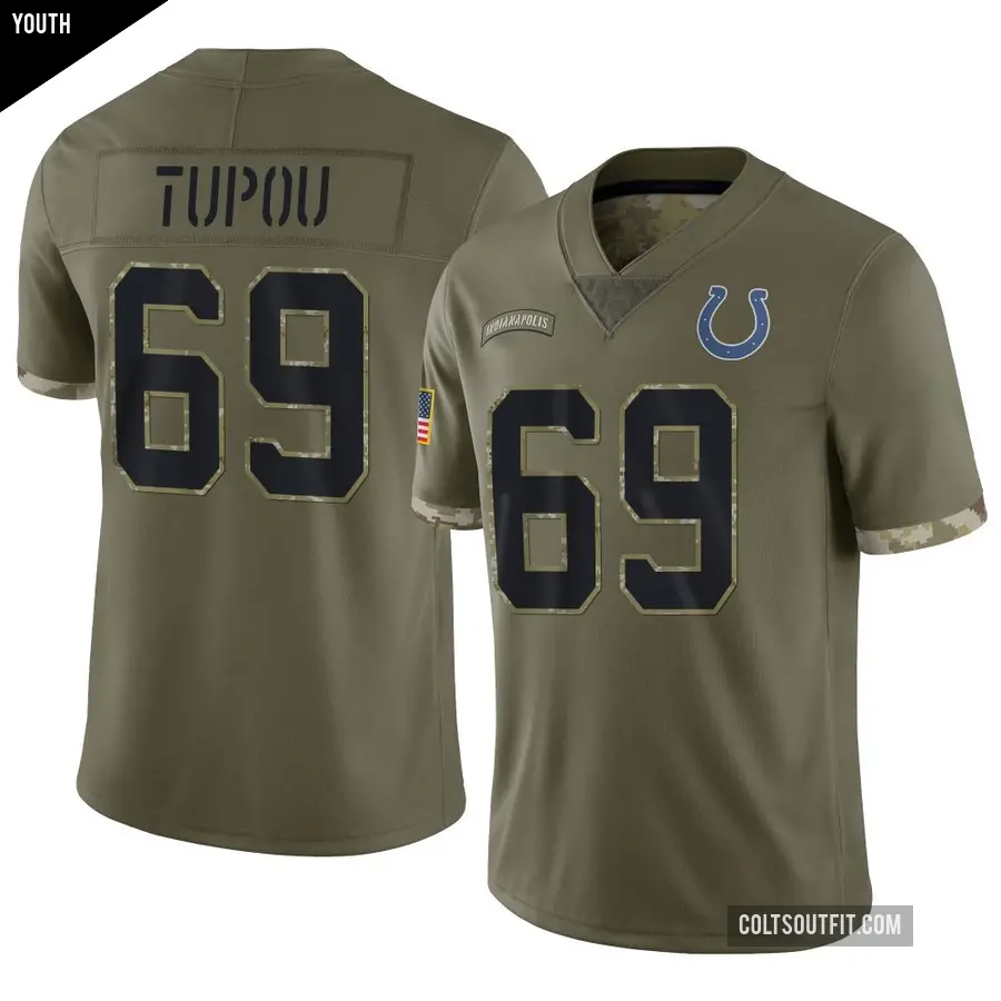 Youth Indianapolis Colts ＃69 Josh Tupou Olive Limited 2022 Salute To Service Jersey