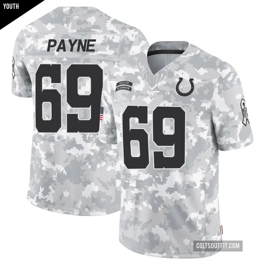 Youth Indianapolis Colts ＃69 Pheldarius Payne Arctic Camo Limited 2024 Salute to Service Jersey
