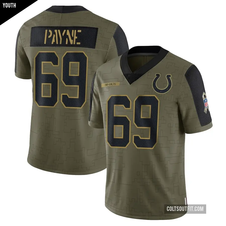 Youth Indianapolis Colts ＃69 Pheldarius Payne Olive Limited 2021 Salute To Service Jersey
