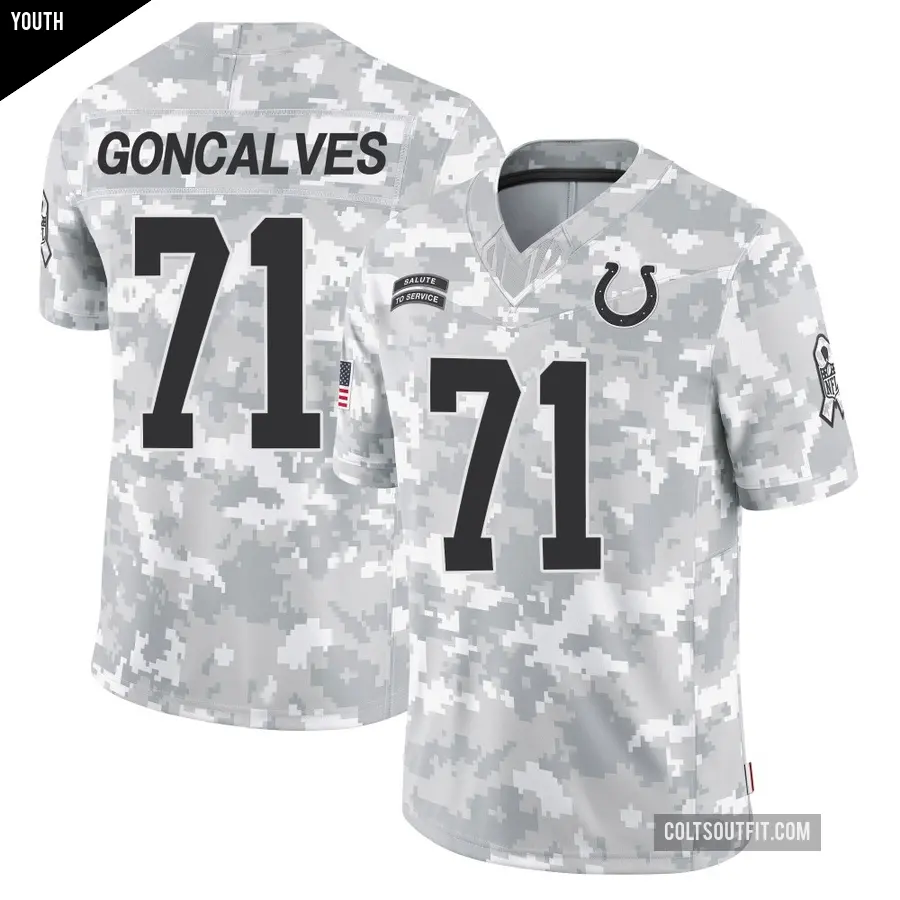 Youth Indianapolis Colts ＃71 Matt Goncalves Arctic Camo Limited 2024 Salute to Service Jersey