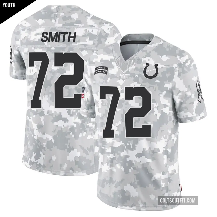 Youth Indianapolis Colts ＃72 Braden Smith Arctic Camo Limited 2024 Salute to Service Jersey