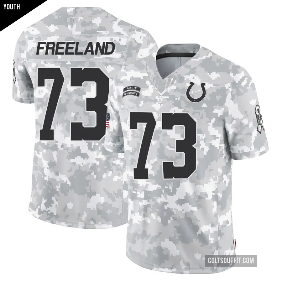 Youth Indianapolis Colts ＃73 Blake Freeland Arctic Camo Limited 2024 Salute to Service Jersey