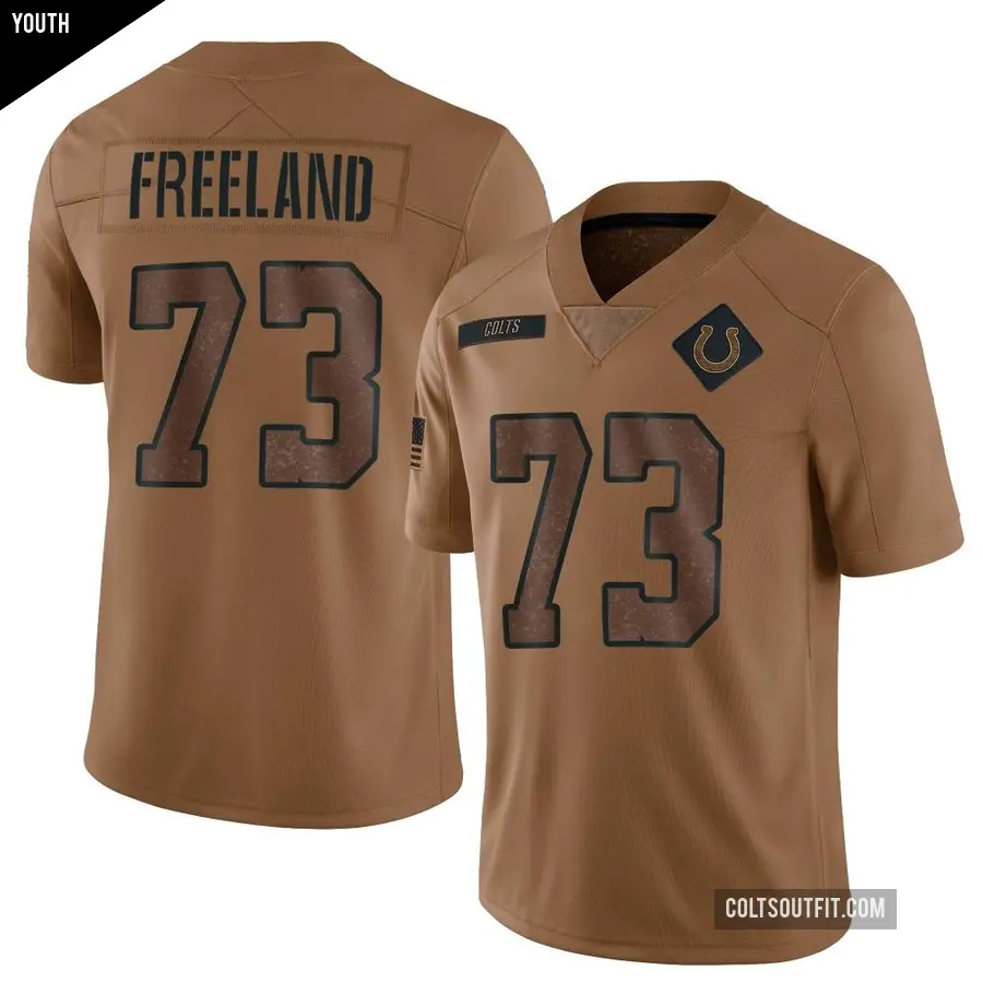 Youth Indianapolis Colts ＃73 Blake Freeland Brown Limited 2023 Salute To Service Jersey