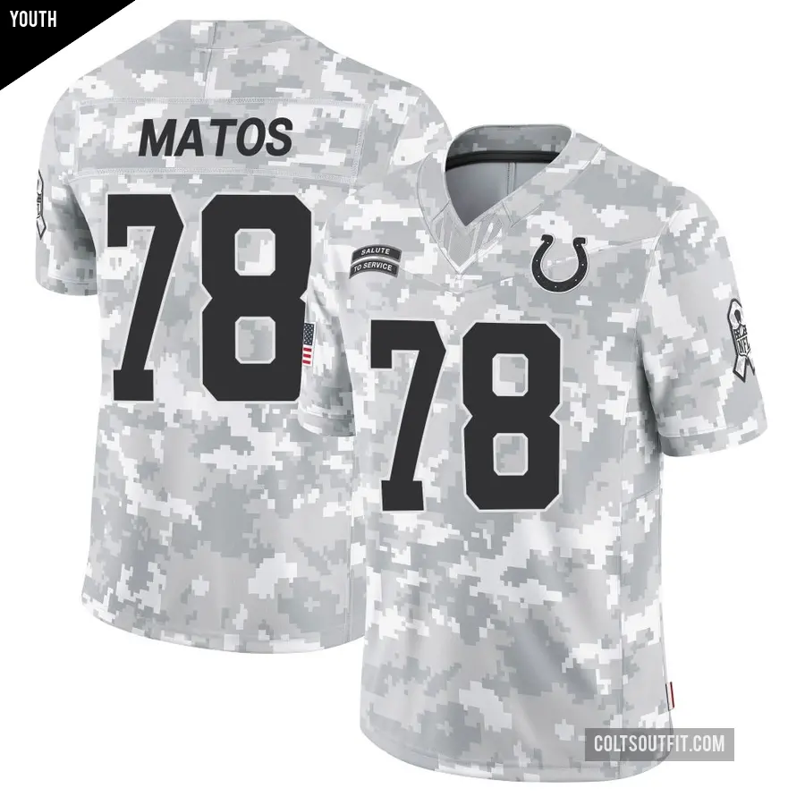 Youth Indianapolis Colts ＃78 Bayron Matos Arctic Camo Limited 2024 Salute to Service Jersey