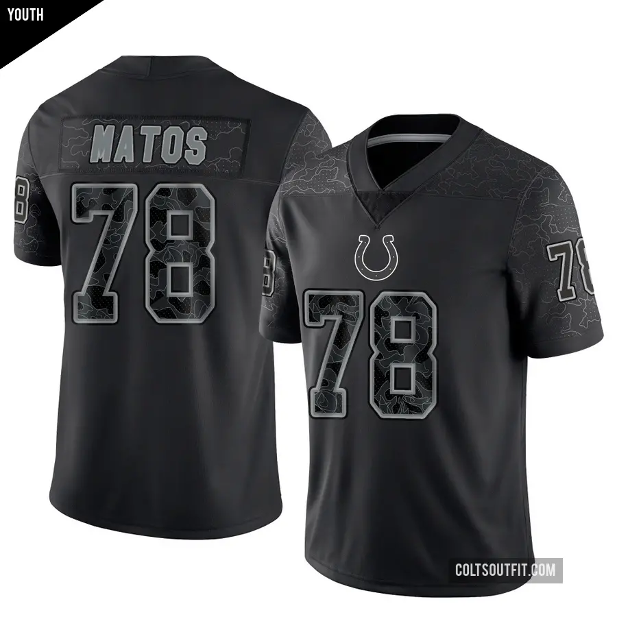Youth Indianapolis Colts ＃78 Bayron Matos Black Limited Reflective Jersey