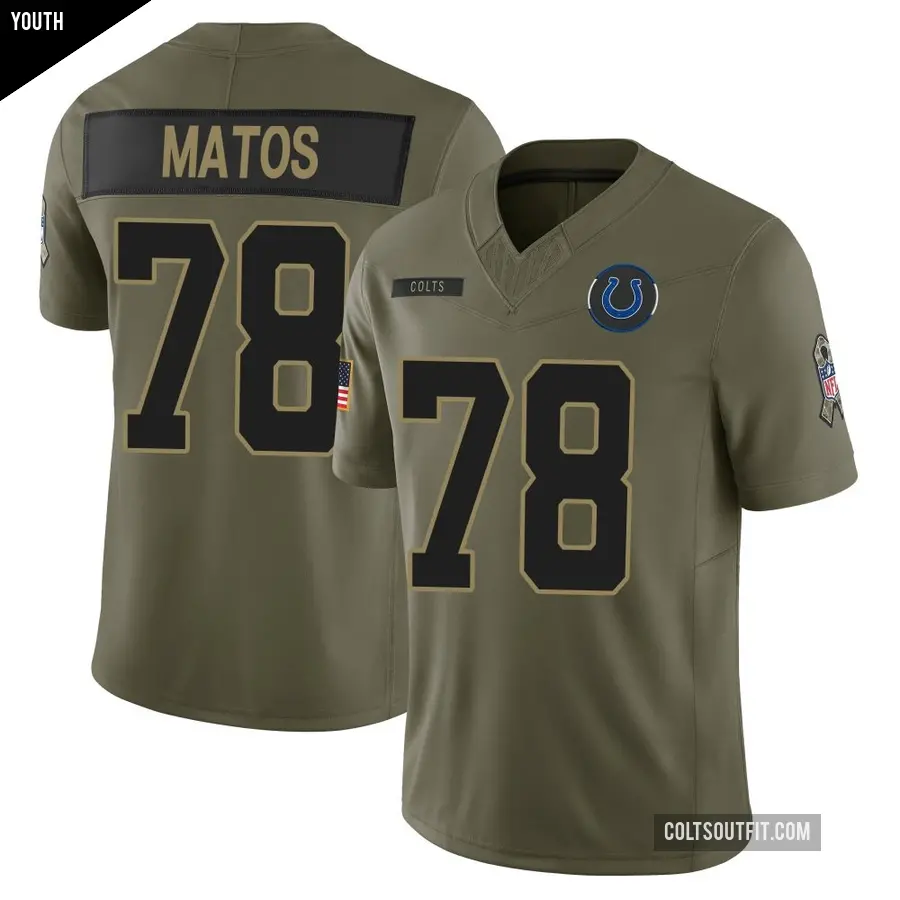 Youth Indianapolis Colts ＃78 Bayron Matos Olive Limited Sr. 2025 Salute to Service Jersey