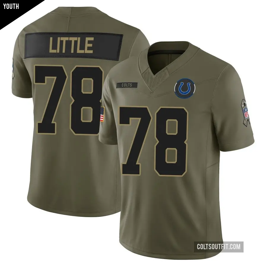 Youth Indianapolis Colts ＃78 Desmond Little Olive Limited Sr. 2025 Salute to Service Jersey
