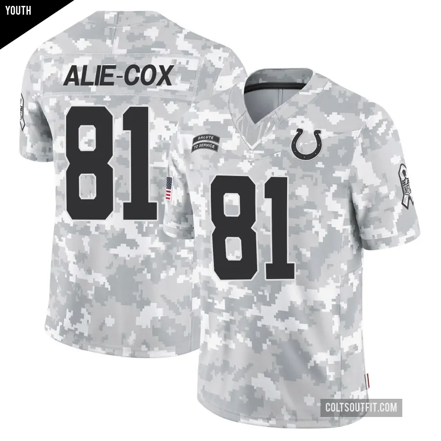 Youth Indianapolis Colts ＃81 Mo Alie-Cox Arctic Camo Limited 2024 Salute to Service Jersey