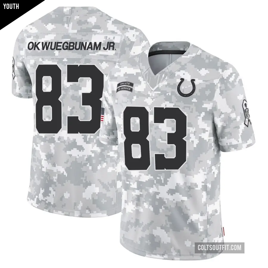 Youth Indianapolis Colts ＃83 Albert Okwuegbunam Jr. Arctic Camo Limited 2024 Salute to Service Jersey