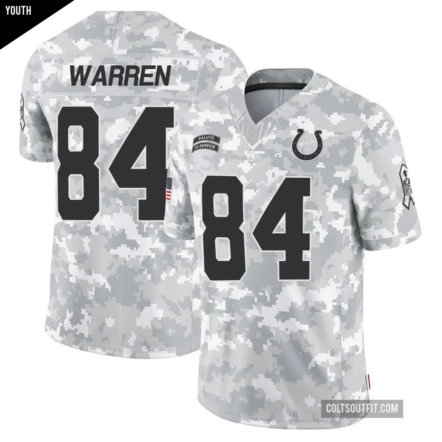 Youth Indianapolis Colts ＃84 Tyler Warren Arctic Camo Limited 2024 Salute to Service Jersey