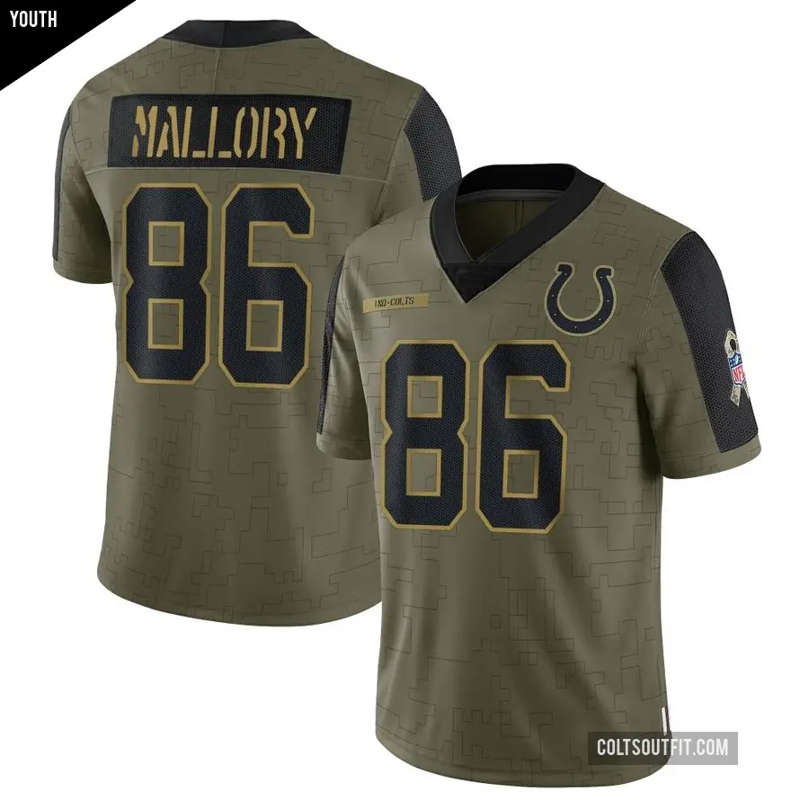Youth Indianapolis Colts ＃86 Will Mallory Olive Limited 2021 Salute To Service Jersey