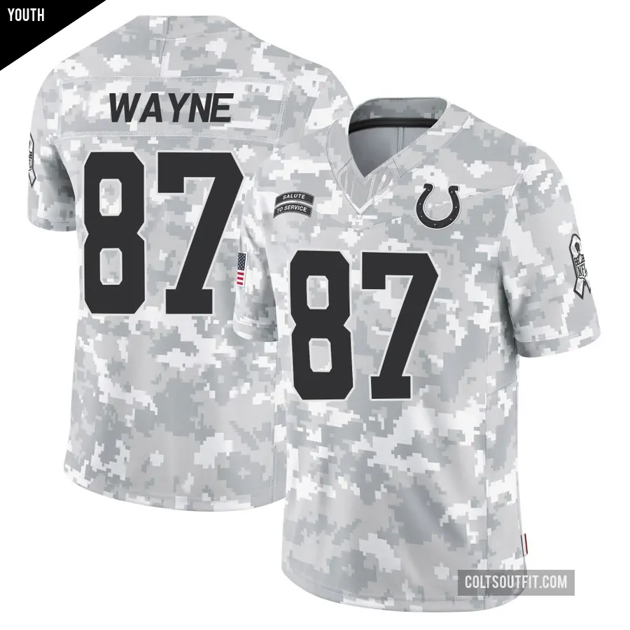 Youth Indianapolis Colts ＃87 Reggie Wayne Arctic Camo Limited 2024 Salute to Service Jersey