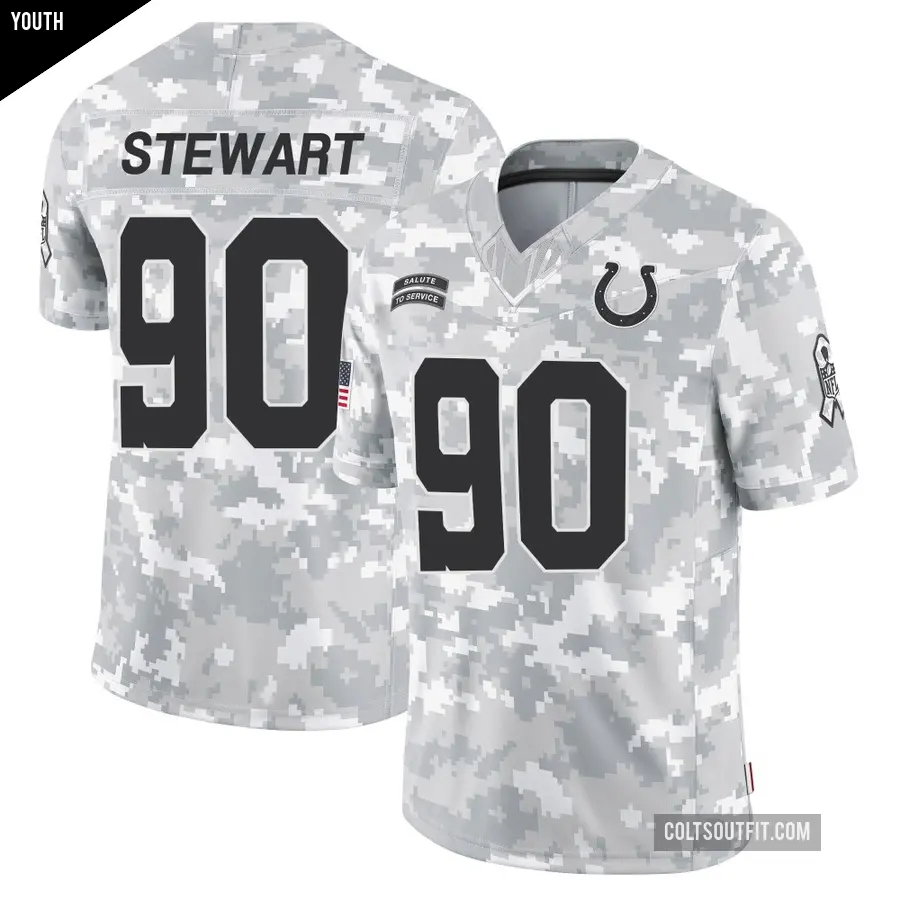 Youth Indianapolis Colts ＃90 Grover Stewart Arctic Camo Limited 2024 Salute to Service Jersey