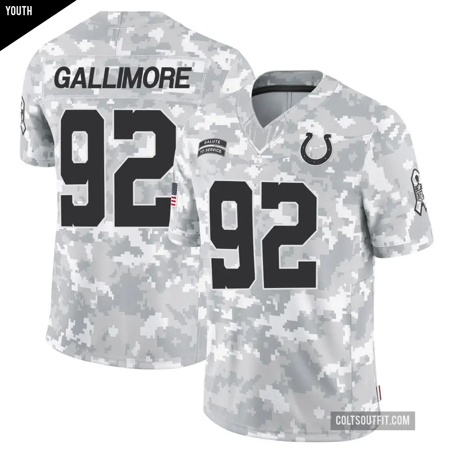 Youth Indianapolis Colts ＃92 Neville Gallimore Arctic Camo Limited 2024 Salute to Service Jersey