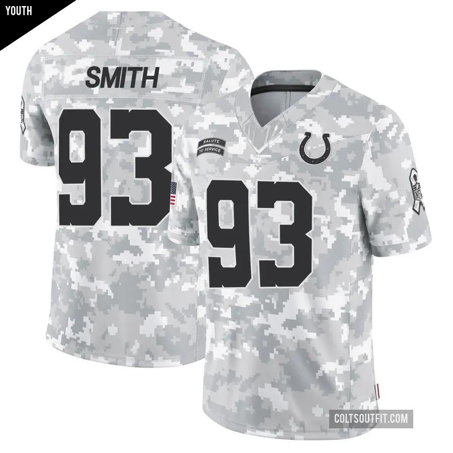 Youth Indianapolis Colts ＃93 Tim Smith Arctic Camo Limited 2024 Salute to Service Jersey