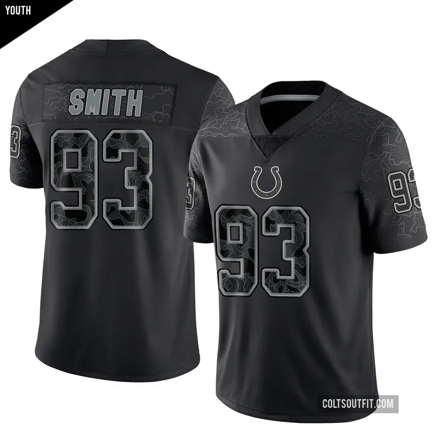 Youth Indianapolis Colts ＃93 Tim Smith Black Limited Reflective Jersey