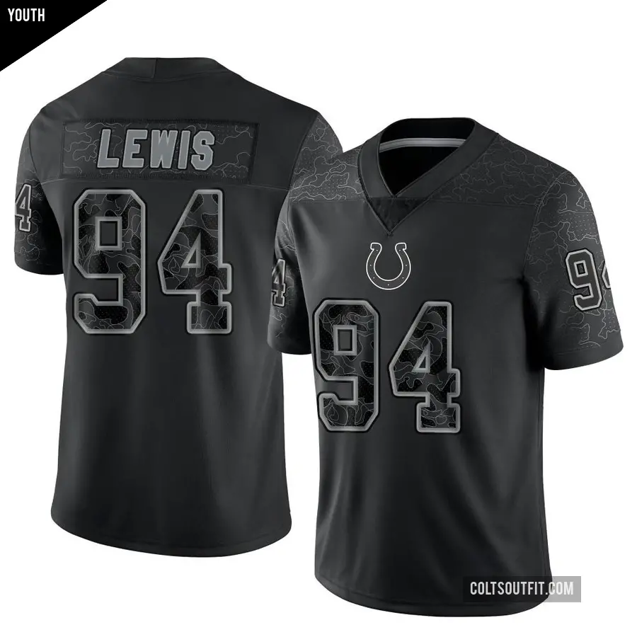 Youth Indianapolis Colts ＃94 Tyquan Lewis Black Limited Reflective Jersey