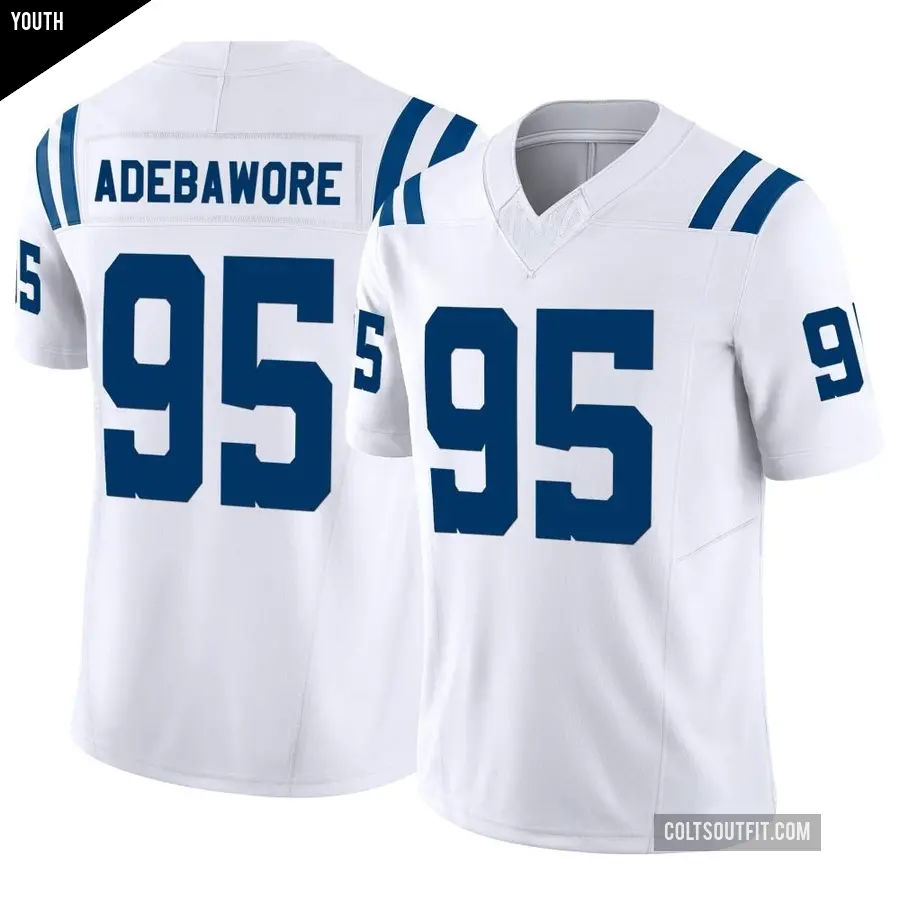Youth Indianapolis Colts ＃95 Adetomiwa Adebawore White Limited Vapor F.U.S.E. Jersey