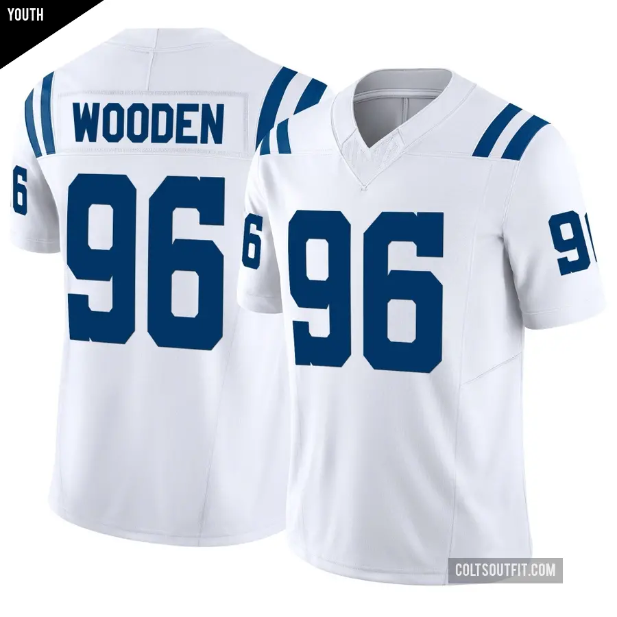 Youth Indianapolis Colts ＃96 Colby Wooden White Limited Vapor F.U.S.E. Jersey