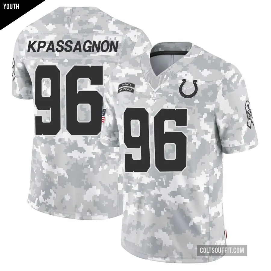 Youth Indianapolis Colts ＃96 Tanoh Kpassagnon Arctic Camo Limited 2024 Salute to Service Jersey