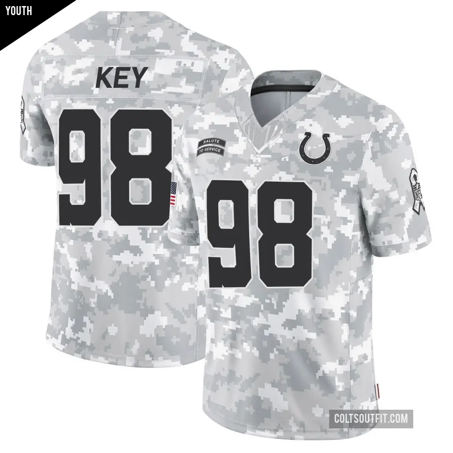 Youth Indianapolis Colts ＃98 Arden Key Arctic Camo Limited 2024 Salute to Service Jersey