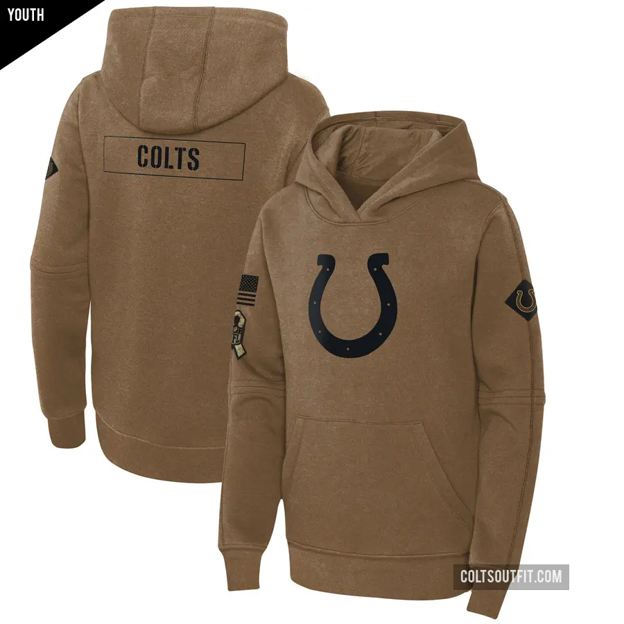 Youth Indianapolis Colts Brown 2023 Salute to Service Club Fleece Pullover Hoodie